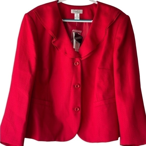 Red Suit Jacket Skirt for Women Plus Size Red Formal Dress Valentines Day, 32W - Picture 11 of 12
